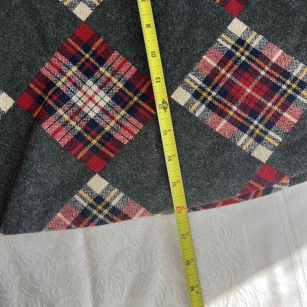 VTG No Appt Necessary Wool Red Gray Tartan Mini Skirt Classic Academia Size 7 - Picture 7 of 8